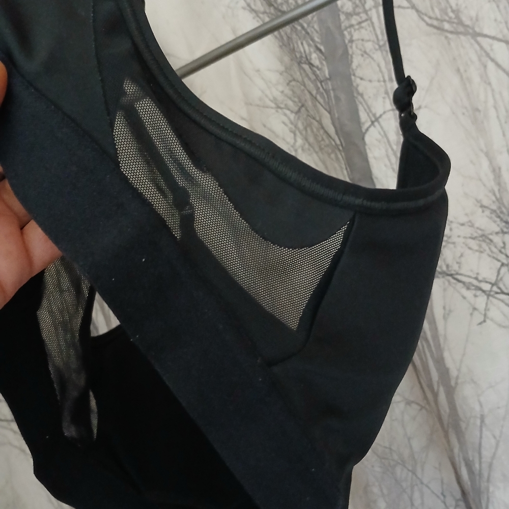 Nike Women's Black Sports Bra with White Logo - Picture 4 of 4